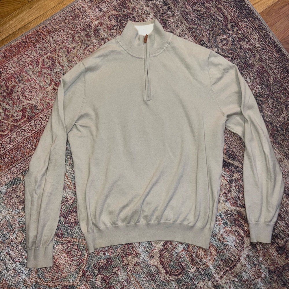 Men's Beige Luxury touch cotton & cashmere sweater